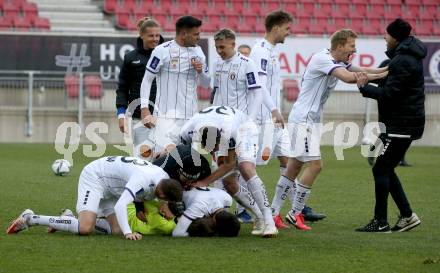 Fussball 2. Liga. SK Austria Klagenfurt gegen  SK Vorwaerts Steyr.  Jubel Austria. Klagenfurt, am 20.3.2021.
Foto: Kuess
www.qspictures.net
---
pressefotos, pressefotografie, kuess, qs, qspictures, sport, bild, bilder, bilddatenbank