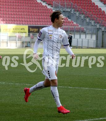 Fussball 2. Liga. SK Austria Klagenfurt gegen  SK Vorwaerts Steyr.  Torjubel Alex Timossi Andersson, (Klagenfurt). Klagenfurt, am 20.3.2021.
Foto: Kuess
www.qspictures.net
---
pressefotos, pressefotografie, kuess, qs, qspictures, sport, bild, bilder, bilddatenbank