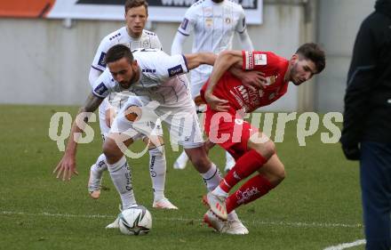 Fussball 2. Liga. SK Austria Klagenfurt gegen  SK Vorwaerts Steyr. Markus Pink (Klagenfurt), Alem Pasic  (Steyr). Klagenfurt, am 20.3.2021.
Foto: Kuess
www.qspictures.net
---
pressefotos, pressefotografie, kuess, qs, qspictures, sport, bild, bilder, bilddatenbank