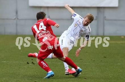 Fussball 2. Liga. SK Austria Klagenfurt gegen  SK Vorwaerts Steyr.  Christopher Brian Cvetko (Klagenfurt),  Bojan Mustecic (Steyr). Klagenfurt, am 20.3.2021.
Foto: Kuess
www.qspictures.net
---
pressefotos, pressefotografie, kuess, qs, qspictures, sport, bild, bilder, bilddatenbank