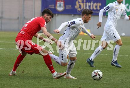 Fussball 2. Liga. SK Austria Klagenfurt gegen  SK Vorwaerts Steyr.   Fabian Miesenboeck (Klagenfurt), Alem Pasic  (Steyr). Klagenfurt, am 20.3.2021.
Foto: Kuess
www.qspictures.net
---
pressefotos, pressefotografie, kuess, qs, qspictures, sport, bild, bilder, bilddatenbank