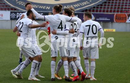 Fussball 2. Liga. SK Austria Klagenfurt gegen  SK Vorwaerts Steyr.  Torjubel Alex Timossi Andersson,  Fabian Miesenboeck, Fabio Markelic,  Patrick Greil, Christopher Brian Cvetko, Markus Pink (Klagenfurt). Klagenfurt, am 20.3.2021.
Foto: Kuess
www.qspictures.net
---
pressefotos, pressefotografie, kuess, qs, qspictures, sport, bild, bilder, bilddatenbank
