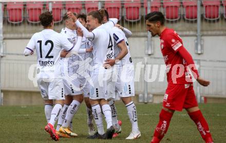 Fussball 2. Liga. SK Austria Klagenfurt gegen  SK Vorwaerts Steyr.  Torjubel Markus Pink, Patrick Greil, Fabian Miesenboeck, Alex Timossi Andersson,  Fabio Markelic (Klagenfurt). Klagenfurt, am 20.3.2021.
Foto: Kuess
www.qspictures.net
---
pressefotos, pressefotografie, kuess, qs, qspictures, sport, bild, bilder, bilddatenbank