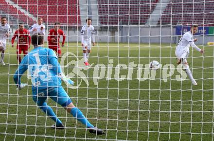Fussball 2. Liga. SK Austria Klagenfurt gegen  SK Vorwaerts Steyr.   Fabian Miesenboeck (Klagenfurt), Bernhard Staudinger (Steyr). Klagenfurt, am 20.3.2021.
Foto: Kuess
www.qspictures.net
---
pressefotos, pressefotografie, kuess, qs, qspictures, sport, bild, bilder, bilddatenbank