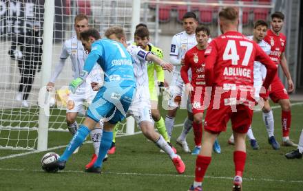 Fussball 2. Liga. SK Austria Klagenfurt gegen  SK Vorwaerts Steyr.  Christopher Brian Cvetko,  Florian Jaritz, Phillip Menzel (Klagenfurt), Bernhard Staudinger, Philipp Ablinger (Steyr). Klagenfurt, am 20.3.2021.
Foto: Kuess
www.qspictures.net
---
pressefotos, pressefotografie, kuess, qs, qspictures, sport, bild, bilder, bilddatenbank