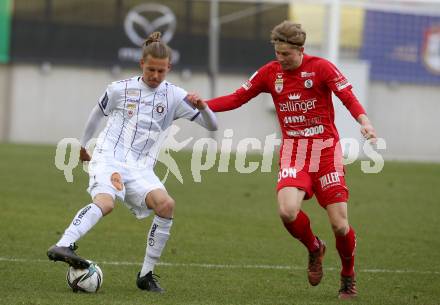 Fussball 2. Liga. SK Austria Klagenfurt gegen  SK Vorwaerts Steyr.  Patrick Greil (Klagenfurt),  Michael Halbartschlager (Steyr). Klagenfurt, am 20.3.2021.
Foto: Kuess
www.qspictures.net
---
pressefotos, pressefotografie, kuess, qs, qspictures, sport, bild, bilder, bilddatenbank