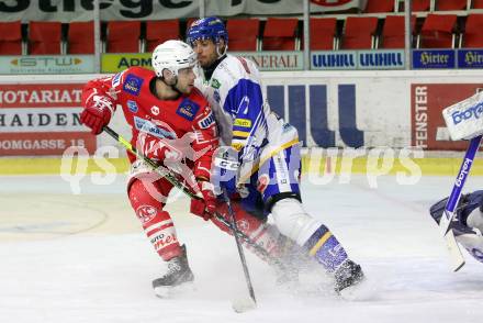 EBEL. Eishockey Bundesliga. KAC gegen	VSV. Lukas Haudum, (KAC),   Josef Hrabal (VSV). Klagenfurt, am 21.3.2021.
Foto: Kuess
www.qspictures.net

---
pressefotos, pressefotografie, kuess, qs, qspictures, sport, bild, bilder, bilddatenbank