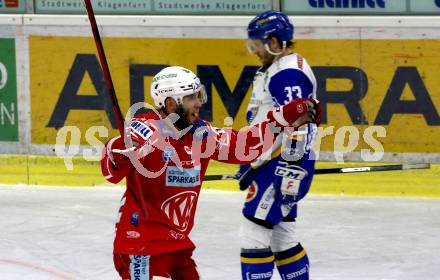 EBEL. Eishockey Bundesliga. KAC gegen	VSV. Torjubel Rok Ticar (KAC). Klagenfurt, am 21.3.2021.
Foto: Kuess
www.qspictures.net

---
pressefotos, pressefotografie, kuess, qs, qspictures, sport, bild, bilder, bilddatenbank