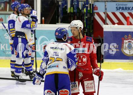 EBEL. Eishockey Bundesliga. KAC gegen	VSV. Matthew Fraser, (KAC),   Sahir Gill  (VSV). Klagenfurt, am 21.3.2021.
Foto: Kuess
www.qspictures.net

---
pressefotos, pressefotografie, kuess, qs, qspictures, sport, bild, bilder, bilddatenbank