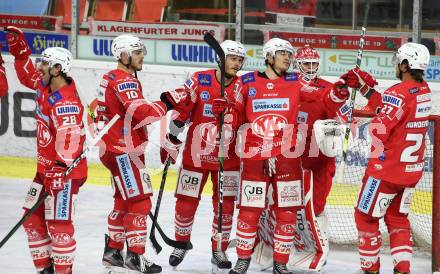 EBEL. Eishockey Bundesliga. KAC gegen	EC Red Bull Salzburg.  Jubel KAC. Klagenfurt, am 28.3.2021.
Foto: Kuess
www.qspictures.net

---
pressefotos, pressefotografie, kuess, qs, qspictures, sport, bild, bilder, bilddatenbank