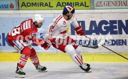 EBEL. Eishockey Bundesliga. KAC gegen	EC Red Bull Salzburg. Martin Schumnig,  (KAC),  Jack Skille (Salzburg). Klagenfurt, am 28.3.2021.
Foto: Kuess
www.qspictures.net

---
pressefotos, pressefotografie, kuess, qs, qspictures, sport, bild, bilder, bilddatenbank