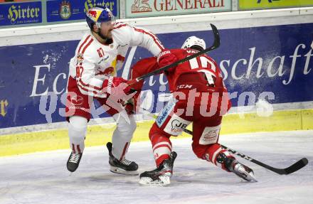 EBEL. Eishockey Bundesliga. KAC gegen	EC Red Bull Salzburg. Thomas Vallant,  (KAC),  Davic McIntyre (Salzburg). Klagenfurt, am 28.3.2021.
Foto: Kuess
www.qspictures.net

---
pressefotos, pressefotografie, kuess, qs, qspictures, sport, bild, bilder, bilddatenbank