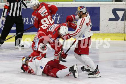 EBEL. Eishockey Bundesliga. KAC gegen	EC Red Bull Salzburg. Matthew Fraser, Nicholas ERic Petersen,  (KAC),  David McIntyre, Alexander Pallestrang (Salzburg). Klagenfurt, am 28.3.2021.
Foto: Kuess
www.qspictures.net

---
pressefotos, pressefotografie, kuess, qs, qspictures, sport, bild, bilder, bilddatenbank