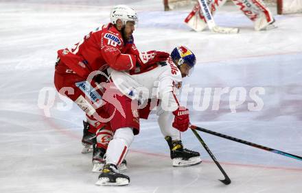 EBEL. Eishockey Bundesliga. KAC gegen	EC Red Bull Salzburg. Thomas Vallant,  (KAC),  Florian Baltram (Salzburg). Klagenfurt, am 28.3.2021.
Foto: Kuess
www.qspictures.net

---
pressefotos, pressefotografie, kuess, qs, qspictures, sport, bild, bilder, bilddatenbank