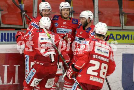 EBEL. Eishockey Bundesliga. KAC gegen	EC Red Bull Salzburg. Torjubel Nicholas Eric Petersen, Matthew Fraser, Thomas Vallant, Rok Ticar, Martin Schumnig (KAC). Klagenfurt, am 28.3.2021.
Foto: Kuess
www.qspictures.net

---
pressefotos, pressefotografie, kuess, qs, qspictures, sport, bild, bilder, bilddatenbank