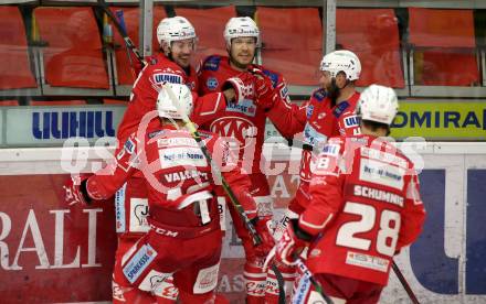 EBEL. Eishockey Bundesliga. KAC gegen	EC Red Bull Salzburg. Torjubel Nicholas Eric Petersen, Matthew Fraser, Thomas Vallant, Rok Ticar, Martin Schumnig (KAC). Klagenfurt, am 28.3.2021.
Foto: Kuess
www.qspictures.net

---
pressefotos, pressefotografie, kuess, qs, qspictures, sport, bild, bilder, bilddatenbank