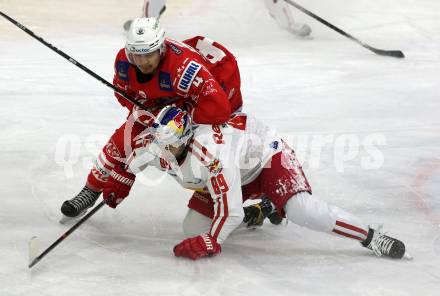EBEL. Eishockey Bundesliga. KAC gegen	EC Red Bull Salzburg. Kele Steffler,  (KAC),  Florian Baltram (Salzburg). Klagenfurt, am 28.3.2021.
Foto: Kuess
www.qspictures.net

---
pressefotos, pressefotografie, kuess, qs, qspictures, sport, bild, bilder, bilddatenbank