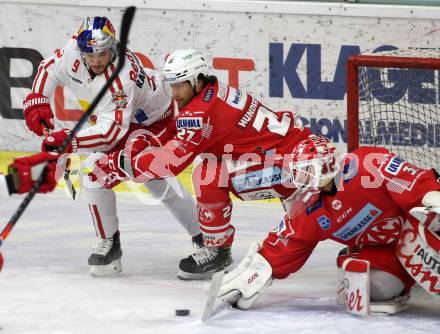 EBEL. Eishockey Bundesliga. KAC gegen	EC Red Bull Salzburg. Thomas Hundertpfund, Sebastian Dahm, (KAC), Alexander Rauchenwald   (Salzburg). Klagenfurt, am 28.3.2021.
Foto: Kuess
www.qspictures.net

---
pressefotos, pressefotografie, kuess, qs, qspictures, sport, bild, bilder, bilddatenbank
