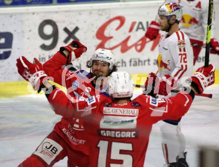 EBEL. Eishockey Bundesliga. KAC gegen	EC Red Bull Salzburg. Torjubel Samuel Witting, Blaz Gregorc (KAC). Klagenfurt, am 1.4.2021.
Foto: Kuess
www.qspictures.net

---
pressefotos, pressefotografie, kuess, qs, qspictures, sport, bild, bilder, bilddatenbank