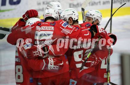 EBEL. Eishockey Bundesliga. KAC gegen	EC Red Bull Salzburg. Torjubel Samuel Witting, Blaz Gregorc, Clemens Unterweger, Johannes Bischofberger (KAC). Klagenfurt, am 1.4.2021.
Foto: Kuess
www.qspictures.net

---
pressefotos, pressefotografie, kuess, qs, qspictures, sport, bild, bilder, bilddatenbank