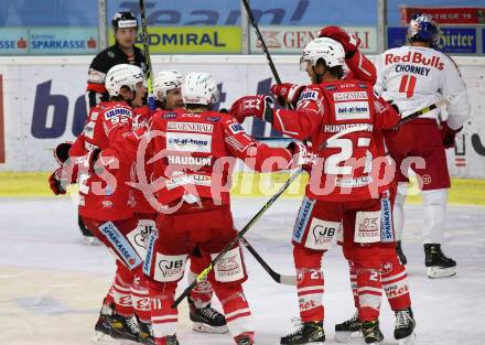 EBEL. Eishockey Bundesliga. KAC gegen	EC Red Bull Salzburg. Torjubel Clemens Unterweger, Manuel Ganahl, Lukas Haudum, Thomas Hundertpfund, Manuel Geier (KAC). Klagenfurt, am 1.4.2021.
Foto: Kuess
www.qspictures.net

---
pressefotos, pressefotografie, kuess, qs, qspictures, sport, bild, bilder, bilddatenbank