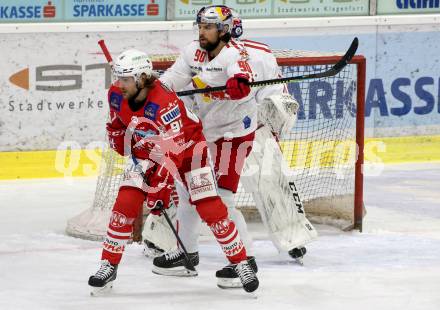 EBEL. Eishockey Bundesliga. KAC gegen	EC Red Bull Salzburg. Alexander Cijan,  (KAC),  Alexander Pallestrang (Salzburg). Klagenfurt, am 1.4.2021.
Foto: Kuess
www.qspictures.net

---
pressefotos, pressefotografie, kuess, qs, qspictures, sport, bild, bilder, bilddatenbank