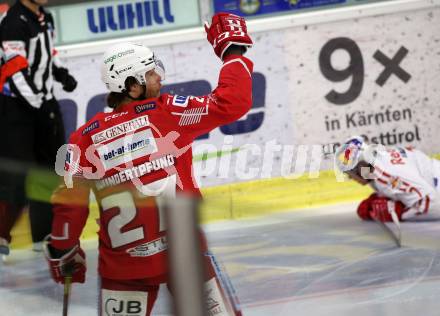 EBEL. Eishockey Bundesliga. KAC gegen	EC Red Bull Salzburg. Torjubel Thomas Hundertpfund (KAC). Klagenfurt, am 1.4.2021.
Foto: Kuess
www.qspictures.net

---
pressefotos, pressefotografie, kuess, qs, qspictures, sport, bild, bilder, bilddatenbank