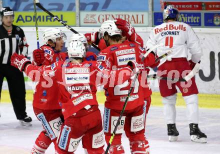 EBEL. Eishockey Bundesliga. KAC gegen	EC Red Bull Salzburg. Torjubel Clemens Unterweger, Manuel Ganahl, Lukas Haudum, Thomas Hundertpfund, Manuel Geier (KAC). Klagenfurt, am 1.4.2021.
Foto: Kuess
www.qspictures.net

---
pressefotos, pressefotografie, kuess, qs, qspictures, sport, bild, bilder, bilddatenbank
