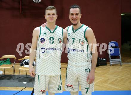 Basketball Zweite Liga 2020/2021. Playoffs. VF2. KOS Celovec gegen  Raiders Tirol. Jernej Heine Andolsek, Anze Kos (KOS Celovec). Klagenfurt, am 3.4.2021.
Foto: Kuess
www.qspictures.net

---
pressefotos, pressefotografie, kuess, qs, qspictures, sport, bild, bilder, bilddatenbank