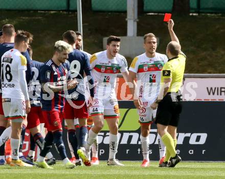 Fussball. Bundesliga. RZ Pellets WAC gegen SK Rapid. rote Karte fuer Luka Lochoshvili (WAC). Wolfsberg, am 4.4.2021.
Foto: Kuess
www.qspictures.net

---
pressefotos, pressefotografie, kuess, qs, qspictures, sport, bild, bilder, bilddatenbank