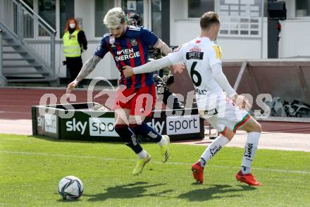 Fussball. Bundesliga. RZ Pellets WAC gegen SK Rapid. Mario Pavelic,  (WAC),  Taxiarchis Fountas (Rapid). Wolfsberg, am 4.4.2021.
Foto: Kuess
www.qspictures.net

---
pressefotos, pressefotografie, kuess, qs, qspictures, sport, bild, bilder, bilddatenbank