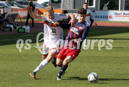 Fussball. Bundesliga. RZ Pellets WAC gegen SK Rapid. Jonathan Scherzer,  (WAC), Yusuf Demir (Rapid). Wolfsberg, am 4.4.2021.
Foto: Kuess
www.qspictures.net

---
pressefotos, pressefotografie, kuess, qs, qspictures, sport, bild, bilder, bilddatenbank