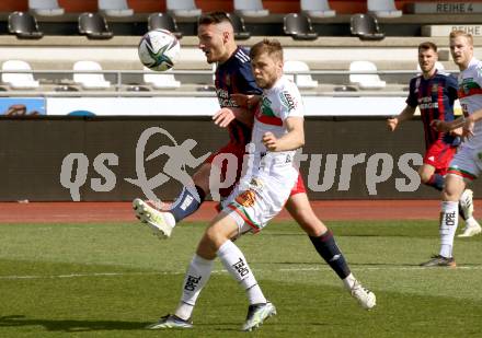 Fussball. Bundesliga. RZ Pellets WAC gegen SK Rapid. Dominik Baumgartner,  (WAC), Ercan Kara (Rapid). Wolfsberg, am 4.4.2021.
Foto: Kuess
www.qspictures.net

---
pressefotos, pressefotografie, kuess, qs, qspictures, sport, bild, bilder, bilddatenbank