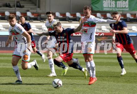 Fussball. Bundesliga. RZ Pellets WAC gegen SK Rapid. Dominik Baumgartner, Mario Oavelic (WAC), Taxiarchis Fountas  (Rapid). Wolfsberg, am 4.4.2021.
Foto: Kuess
www.qspictures.net

---
pressefotos, pressefotografie, kuess, qs, qspictures, sport, bild, bilder, bilddatenbank