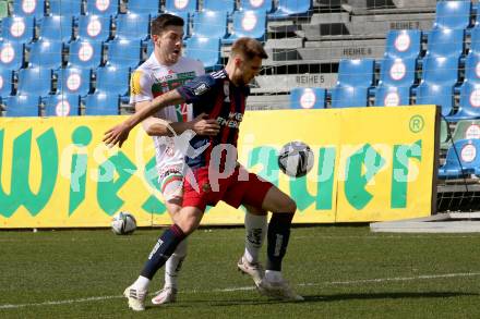 Fussball. Bundesliga. RZ Pellets WAC gegen SK Rapid. Luka Lochoshvili, (WAC), Thorsten Schick   (Rapid). Wolfsberg, am 4.4.2021.
Foto: Kuess
www.qspictures.net

---
pressefotos, pressefotografie, kuess, qs, qspictures, sport, bild, bilder, bilddatenbank