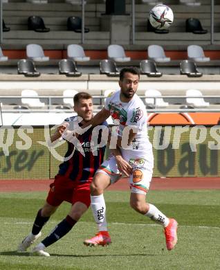 Fussball. Bundesliga. RZ Pellets WAC gegen SK Rapid. Eliel Peretz,  (WAC),  Thorsten Schick (Rapid). Wolfsberg, am 4.4.2021.
Foto: Kuess
www.qspictures.net

---
pressefotos, pressefotografie, kuess, qs, qspictures, sport, bild, bilder, bilddatenbank
