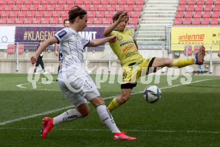Fussball 2. Liga. SK Austria Klagenfurt gegen  SV Lafnitz. Alex Timossi Andersson, (Klagenfurt), Florian Harald Prohart    (Lafnitz). Klagenfurt, am 5.4.2021.
Foto: Kuess
www.qspictures.net
---
pressefotos, pressefotografie, kuess, qs, qspictures, sport, bild, bilder, bilddatenbank
