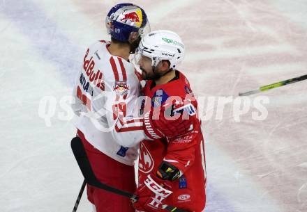 EBEL. Eishockey Bundesliga. KAC gegen	EC Red Bull Salzburg. Thomas Koch, (KAC), Florian Baltram   (Salzburg). Klagenfurt, am 5.4.2021.
Foto: Kuess
www.qspictures.net

---
pressefotos, pressefotografie, kuess, qs, qspictures, sport, bild, bilder, bilddatenbank
