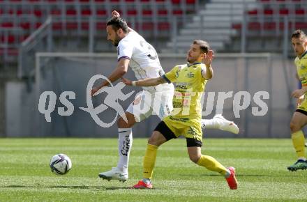 Fussball 2. Liga. SK Austria Klagenfurt gegen  SV Lafnitz. Markus Pink, (Klagenfurt),  Daniel Gremsl   (Lafnitz). Klagenfurt, am 5.4.2021.
Foto: Kuess
www.qspictures.net
---
pressefotos, pressefotografie, kuess, qs, qspictures, sport, bild, bilder, bilddatenbank