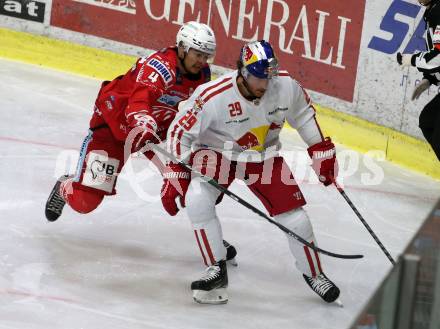 EBEL. Eishockey Bundesliga. KAC gegen	EC Red Bull Salzburg. Kele Steffler,  (KAC), Jack Skille  (Salzburg). Klagenfurt, am 5.4.2021.
Foto: Kuess
www.qspictures.net

---
pressefotos, pressefotografie, kuess, qs, qspictures, sport, bild, bilder, bilddatenbank