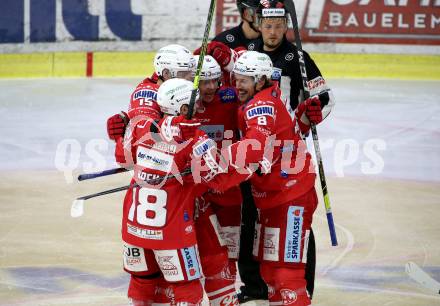 EBEL. Eishockey Bundesliga. KAC gegen	EC Red Bull Salzburg. Torjubel  Unterweger Clemens, Gregorc Blaz, Koch Thomas, Petersen Nicholas Eric,  (KAC). Klagenfurt, am 5.4.2021.
Foto: Kuess
www.qspictures.net

---
pressefotos, pressefotografie, kuess, qs, qspictures, sport, bild, bilder, bilddatenbank