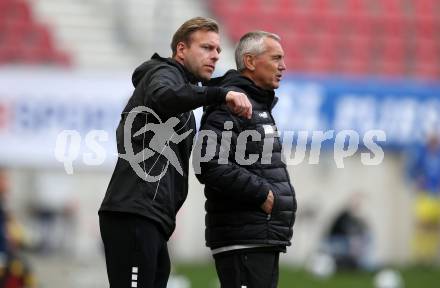 Fussball 2. Liga. SK Austria Klagenfurt gegen  SV Lafnitz. Co-Trainer Martin Lassnig, Trainer Peter Pacult (Klagenfurt). Klagenfurt, am 5.4.2021.
Foto: Kuess
www.qspictures.net
---
pressefotos, pressefotografie, kuess, qs, qspictures, sport, bild, bilder, bilddatenbank