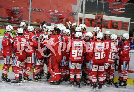 EBEL. Eishockey Bundesliga. KAC gegen	EC Red Bull Salzburg. Jubel (KAC). Klagenfurt, am 5.4.2021.
Foto: Kuess
www.qspictures.net

---
pressefotos, pressefotografie, kuess, qs, qspictures, sport, bild, bilder, bilddatenbank