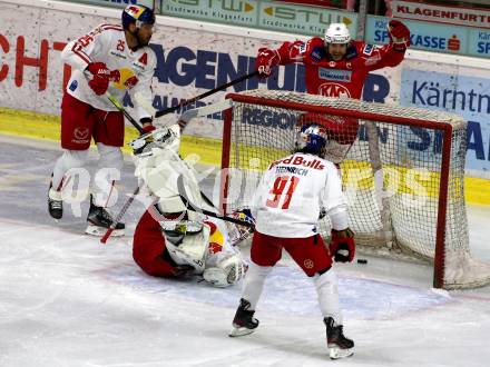 EBEL. Eishockey Bundesliga. KAC gegen	EC Red Bull Salzburg. Torjubel Ganahl Manuel (KAC),   Eliasson Jesper (Salzburg). Klagenfurt, am 5.4.2021.
Foto: Kuess
www.qspictures.net

---
pressefotos, pressefotografie, kuess, qs, qspictures, sport, bild, bilder, bilddatenbank