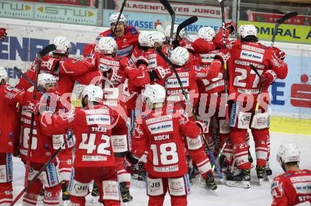 EBEL. Eishockey Bundesliga. KAC gegen	EC Red Bull Salzburg. Jubel (KAC). Klagenfurt, am 5.4.2021.
Foto: Kuess
www.qspictures.net

---
pressefotos, pressefotografie, kuess, qs, qspictures, sport, bild, bilder, bilddatenbank