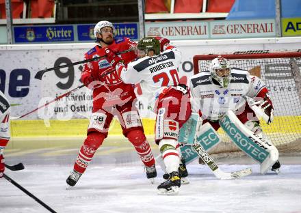 EBEL. Eishockey Bundesliga. KAC gegen	HCB Suedtirol Alperia. Petersen Nicholas Eric (KAC),  Robertson Dennis, Irving Leland (Bozen). Klagenfurt, am 13.4.2021.
Foto: Kuess
www.qspictures.net

---
pressefotos, pressefotografie, kuess, qs, qspictures, sport, bild, bilder, bilddatenbank