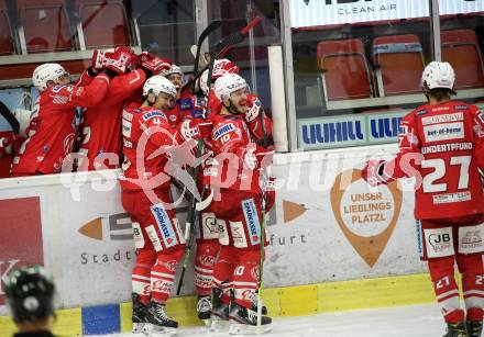 EBEL. Eishockey Bundesliga. KAC gegen	HCB Suedtirol Alperia. Torjubel Bischofberger Johannes, Vallant Thomas, Haudum Lukas, Steffler Kele, Hundertpfund Thomas (KAC). Klagenfurt, am 13.4.2021.
Foto: Kuess
www.qspictures.net

---
pressefotos, pressefotografie, kuess, qs, qspictures, sport, bild, bilder, bilddatenbank