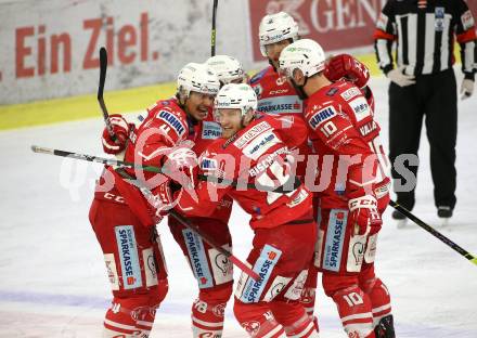 EBEL. Eishockey Bundesliga. KAC gegen	HCB Suedtirol Alperia. Torjubel Bischofberger Johannes, Vallant Thomas, Steffler Kele, Witting Samuel, Hundertpfund Thomas (KAC). Klagenfurt, am 13.4.2021.
Foto: Kuess
www.qspictures.net

---
pressefotos, pressefotografie, kuess, qs, qspictures, sport, bild, bilder, bilddatenbank