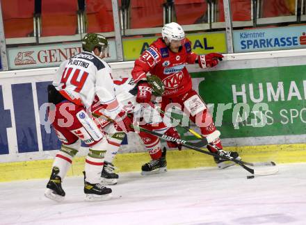 EBEL. Eishockey Bundesliga. KAC gegen	HCB Suedtirol Alperia. Geier Manuel,  (KAC), Pitschieler Simon, Plastino Nicholas (Bozen). Klagenfurt, am 13.4.2021.
Foto: Kuess
www.qspictures.net

---
pressefotos, pressefotografie, kuess, qs, qspictures, sport, bild, bilder, bilddatenbank