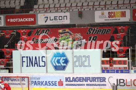 EBEL. Eishockey Bundesliga. KAC gegen	HCB Suedtirol Alperia. Fans, Tribuene (KAC). Klagenfurt, am 13.4.2021.
Foto: Kuess
www.qspictures.net

---
pressefotos, pressefotografie, kuess, qs, qspictures, sport, bild, bilder, bilddatenbank